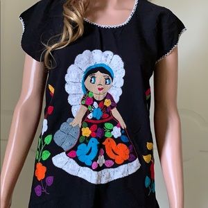 MulticolorJalapa Mexican Blouse Hand Embroidered.
